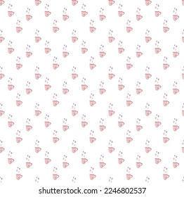 Cup pattern. Seamless pattern with cup and stars. Cartoon color vector illustration.