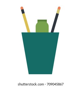 cup with pencil and marker office supplies icon image 