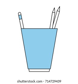 cup with pencils office supplies icon image