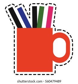 cup with pens and pencils