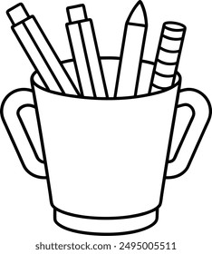 Cup of Pens vector.
Cup of Pens line art