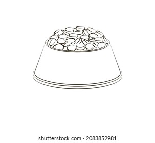A cup of pet food. Outline image. Close-up. There is free space for text. Vector illustration.