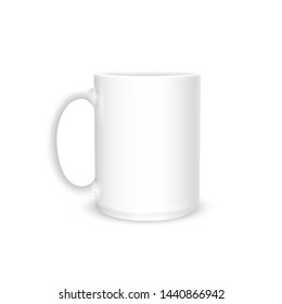 Cup photo realistic white isolated on white background. Vector template for Mock Up. Vector illustration - Vector 