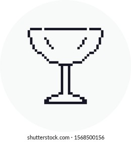 Cup Pixel Icon, 8 bit medievil bowl symbol vector design. Great for mobile app, web design, banner, game, etc