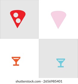 design e ícone do logotipo da xícara e da pizza