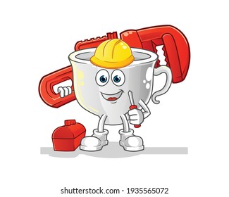 cup plumber cartoon. cartoon mascot vector