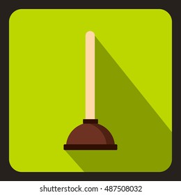 Cup plunger icon in flat style on a lime background vector illustration