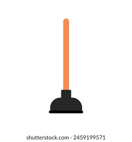 Cup Plunger Tool for Clearing Clogs in Bathroom and Kitchen Pipes, Flat Vector Illustration Design