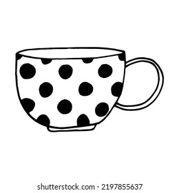 cup with polka dot pattern hand drawn in doodle style