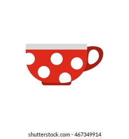 Cup with polka dots icon in flat style isolated on white background