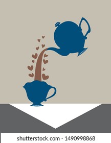 cup pot post card illustration coffee cafe