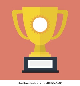 cup prize icon, flat design.