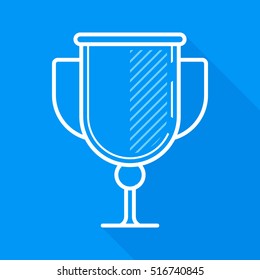 Cup. Prize. Victory. Vector, contour icon. Blue Background
