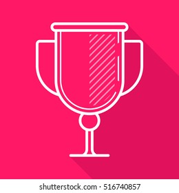 Cup. Prize. Victory. Vector, contour icon. Pink Background