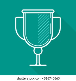 Cup. Prize. Victory. Vector, contour icon. Teal Background