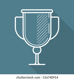 Cup. Prize. Victory. Vector, contour icon. Blue Grey Background