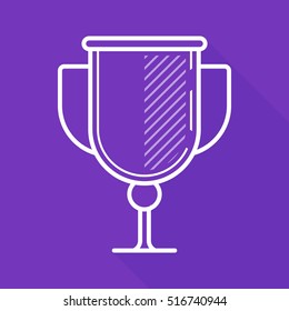 Cup. Prize. Victory. Vector, contour icon. Deep Purple Background