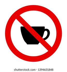 Cup and prohibition sign on white