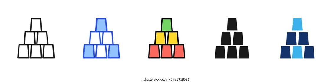 Cup Pyramid Game Icon Collection With Multiple Styles