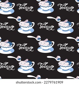 A Cup of Rabbit with Sweet Sugar Cute Vector Seamless Pattern can be use for background and apparel design