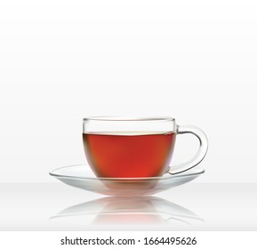 A cup  realistic of black tea isolated on white background. Vector illustration