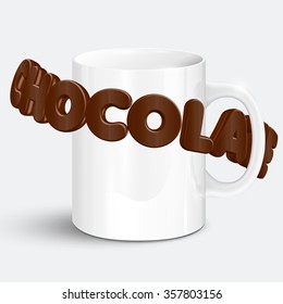A cup of realistic hot chocolate, vector