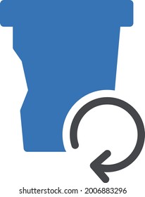 icono de color de glifo vectorial de reciclaje de taza