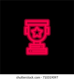 Cup red glowing neon ui ux icon. Glowing sign logo vector
