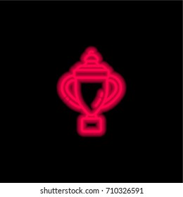 Cup red glowing neon ui ux icon. Glowing sign logo vector