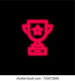 Cup red glowing neon ui ux icon. Glowing sign logo vector
