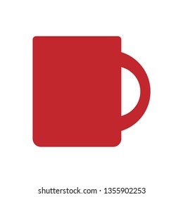 Cup. Red silhouette. Vector drawing. Isolated object on white background. Isolate.