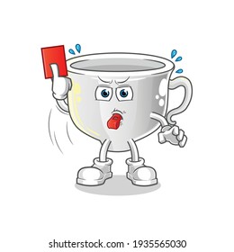 árbitro de copa con ilustración de tarjeta roja. vector de caracteres