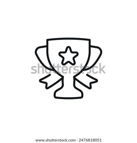 Cup and ribbon linear icon. Line customizable illustration. Contour symbol. Vector isolated outline drawing. Editable stroke