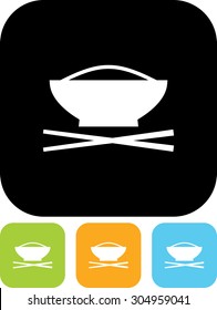 Cup of rice with chopsticks. Asian meal vector icon isolated