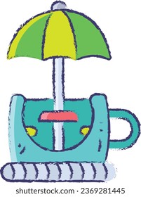 Cup Ride hand drawn vector illustration