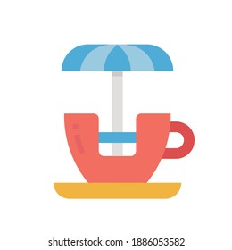 Cup rides vector icon, amusement park related flat design amusement park, cup ride, mad tea party, spinning cup ride, teacup ride, amusement park vector flat icon
 