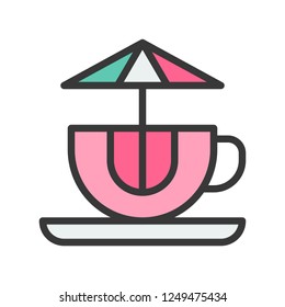 Cup rides vector icon, filled outline design editable stroke