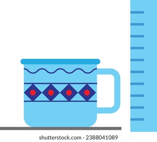 cup and ruler  icon isolated white background