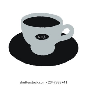 Cup with saucepan. Hand drawn vector illustration isolated on white background. Cafe element