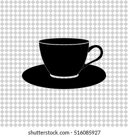Cup and saucer  - black vector icon