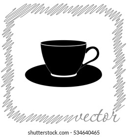 Cup and saucer  black vector  icon