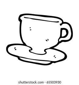 Cartoon mit Tasse und Untertasse