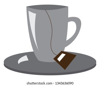 Una taza y un platillo que contengan un dibujo o ilustración de color vectorial de la bolsa de té