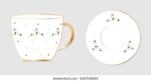 Cup and saucer design. Vector illustration. Tea party. For the design of social networks, banners, postcards