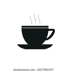  cup and saucer, hot drink, tea, cocoa, coffee, cooking and kitchen icons, flat vector illustration