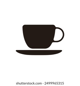 Cup and saucer icon. Flat silhouette version.