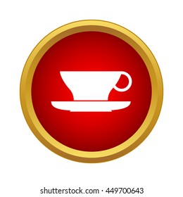 Cup and saucer icon in simple style on a white background