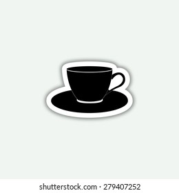 Cup and saucer icon - vector sticker