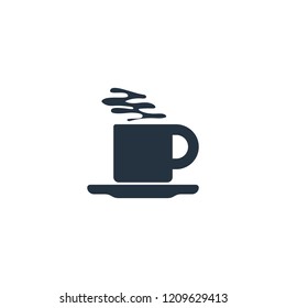 Cup, saucer isolated icon on white background, coffee set, logo and sign