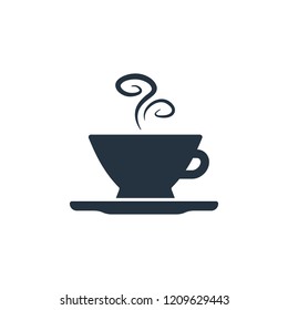 Cup, saucer isolated icon on white background, coffee set, logo and sign